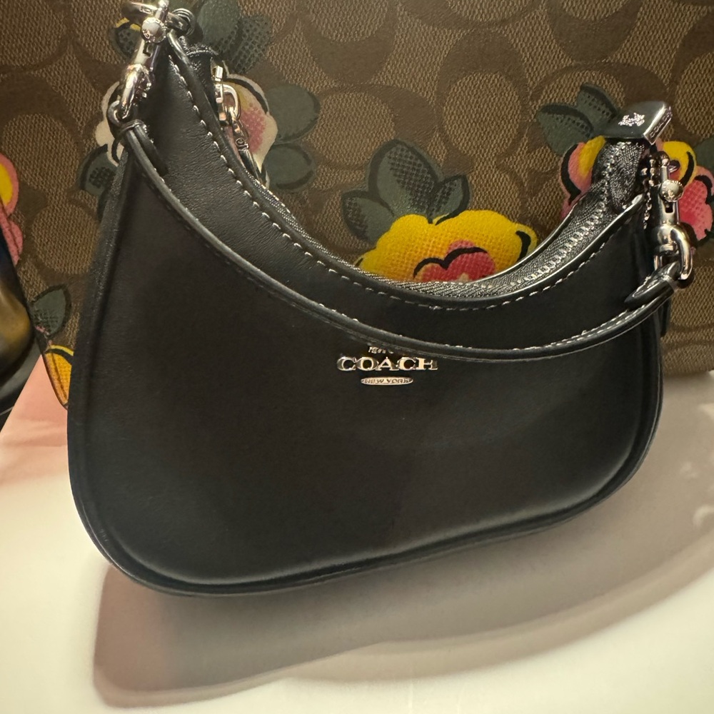COACH Mini Twisted Teri Bag Charm - Black with Silver Hardware